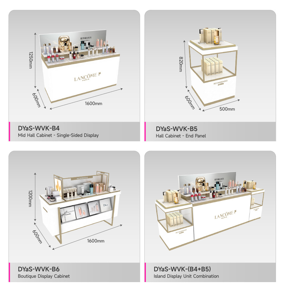 Beauty Display Shelf White Wooden Skincare Cabinet With Light Box Cosmetic Display Fixtures For Customized Store Display Furniture And Branded Shop