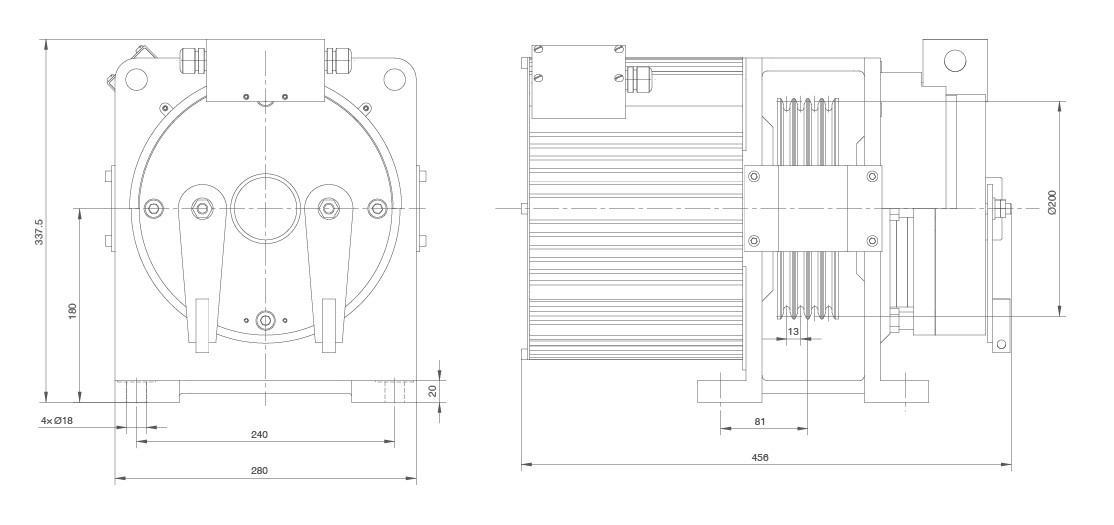 Compact Structure Gearless Traction Elevator Motor Dish Brake For Home / Villa Elevator
