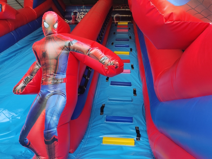 Commercial Grade Inflatable High Slide Spider-Man Hero Cartoon Figure Inflatable Slide For Party Rental For Kids