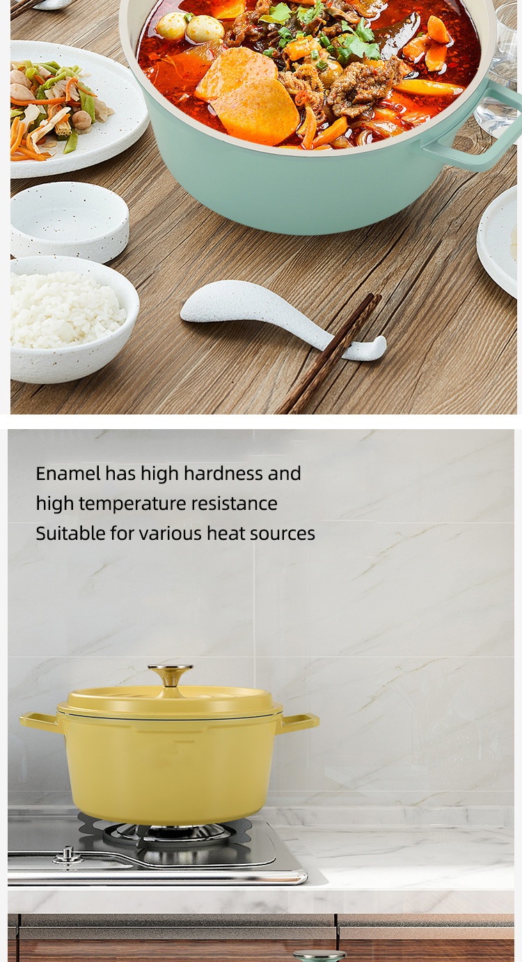Amazon TOP Seller Kitchen Cookware Round Aluminium Enamel Pot Crock Pot Soup Pots For Cooking