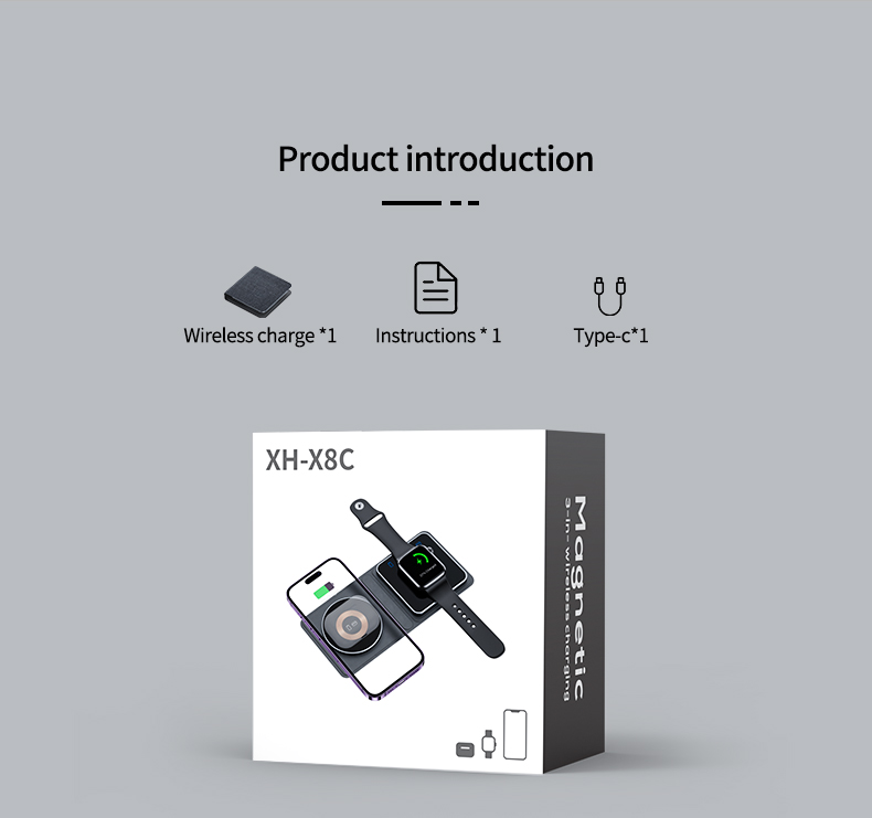 15W Fast Charging 2 In 1 Foldable Wireless Charger with QC3.0 Function and Magnetic Design