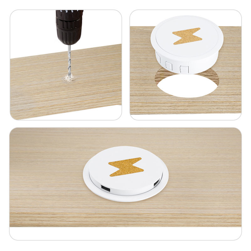 Pop Up 10W Qi Wireless Charger Built Into Desk Furniture With USB