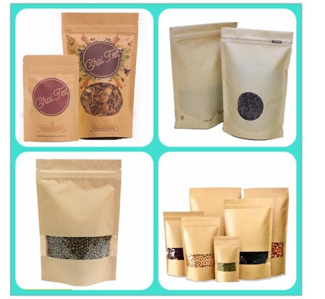 customized printing stand up pouch foil lined natural kraft paper bags 16oz with valve