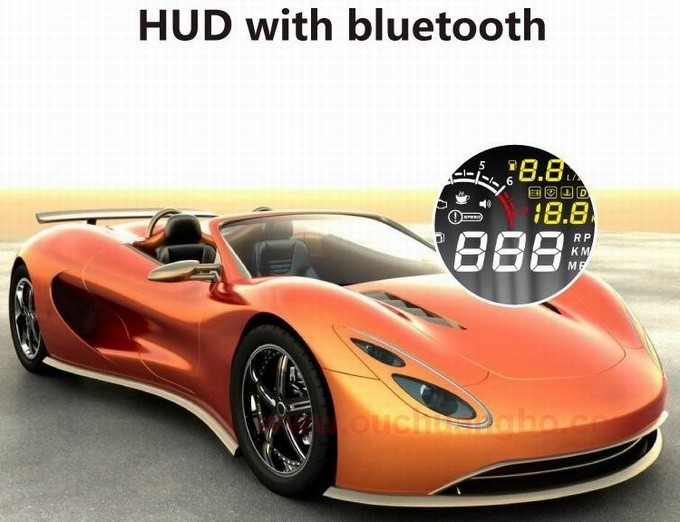 Ouchuangbo 5.5 inch multi colour auto HUD car head up display with bluetooht support refuel RPM icon speed alarm