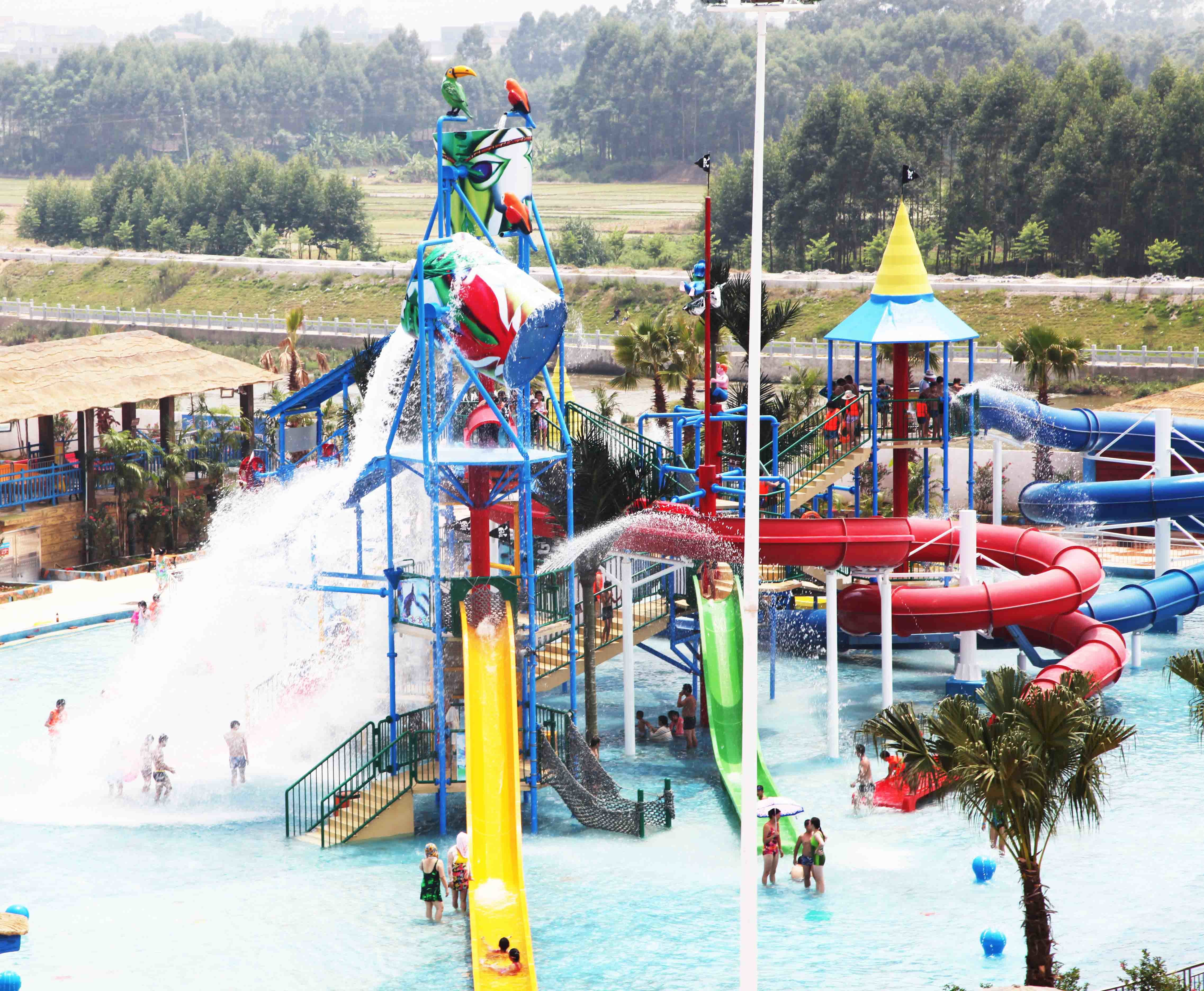Pirate Ship Water Theme Park Aqua Playground With Steel Structure
