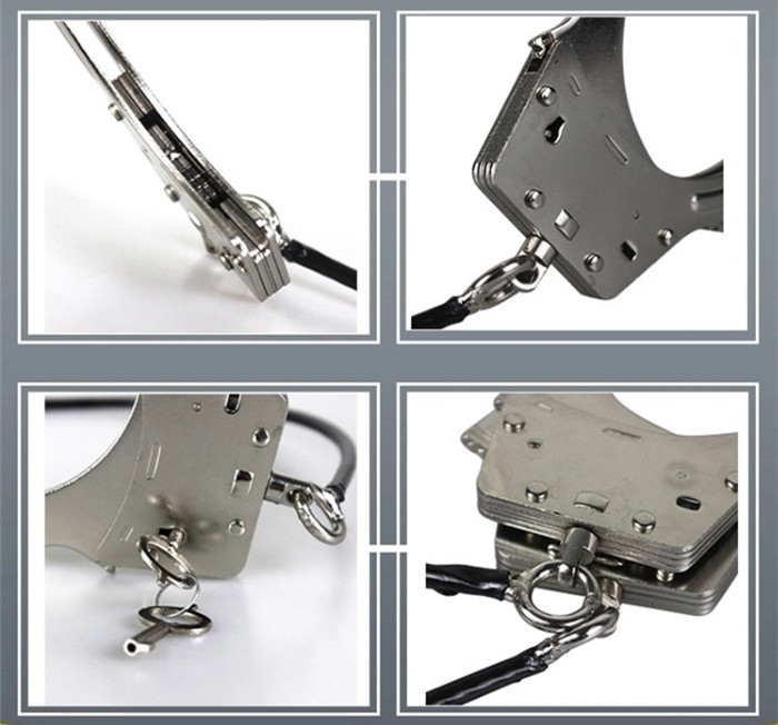 Wire Rope Plate Police Grade Handcuffs Carbon Steel Double Lock 36.5*26*21cm