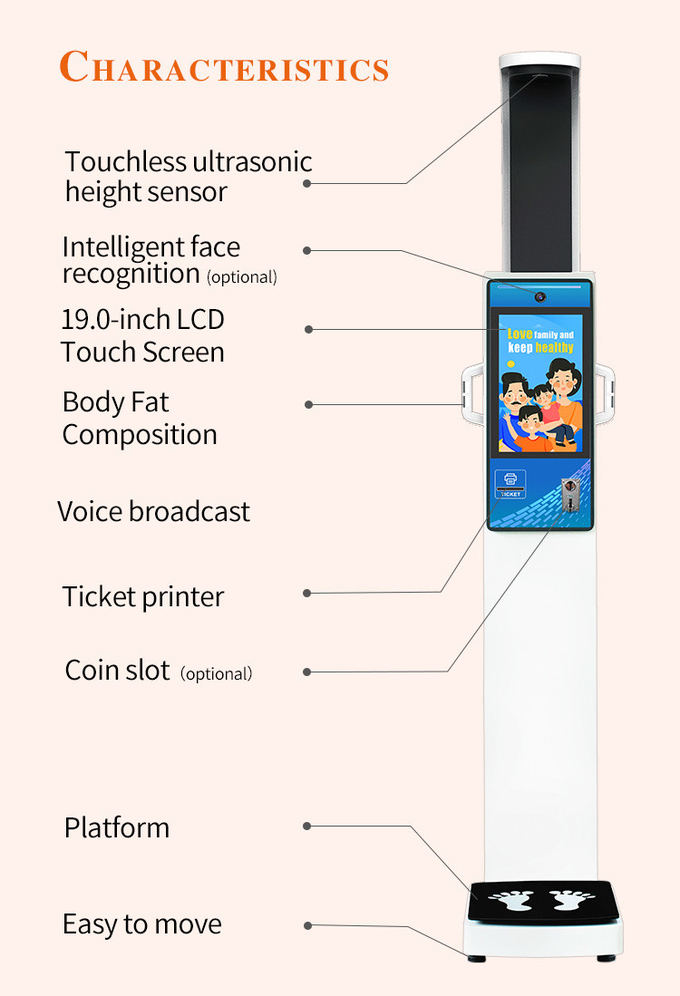 Medical 500kg Body Fat Analyzer BMI Weight Scale Interconnection Height And Weight Scale