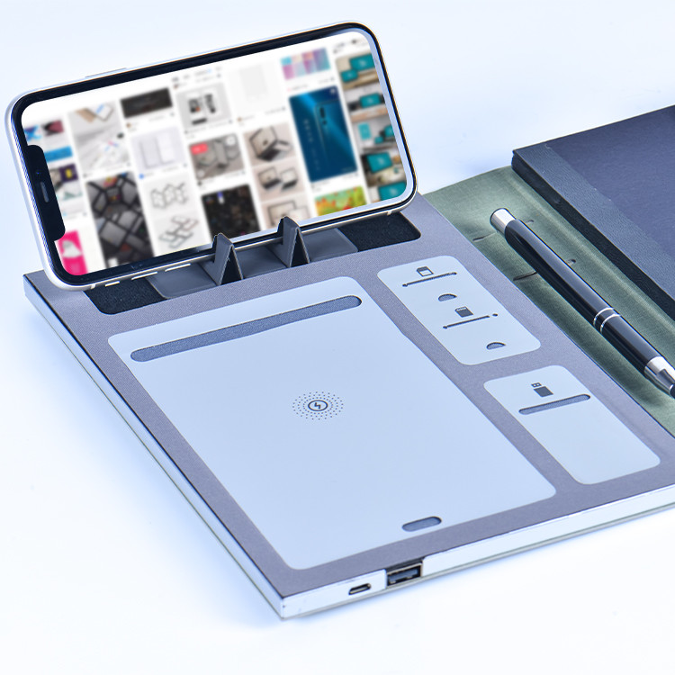 oEM PU Leather 2200mah Wireless Charging Notebook Power Bank
