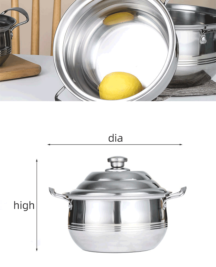 Factory Wholesale Different Size Cookware Set Custom Pots Wholesale 5PCS Stainless Steel Cooking Pot Set