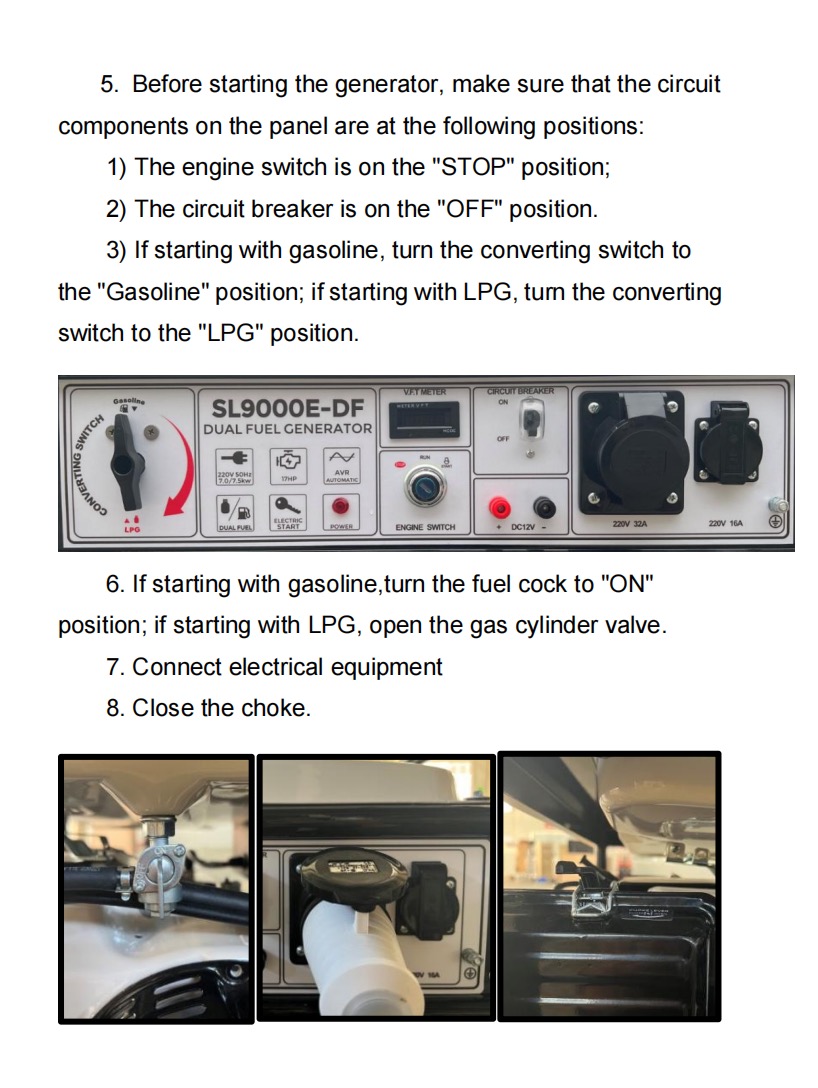 Dual Fuel 5kw 6kw CNG Generator Set 7kw 8kw Inverter EPA Natural Gas Gen Set