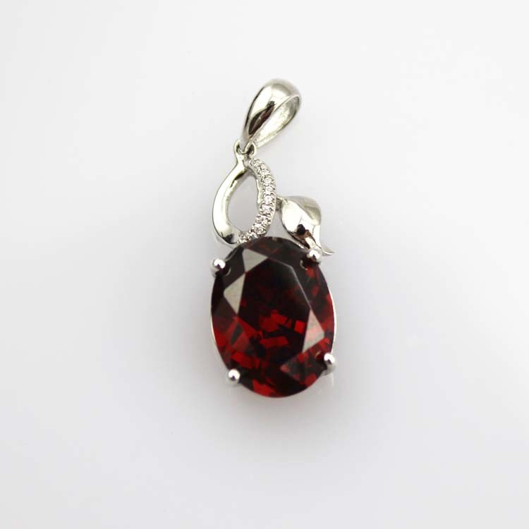 925 Silver 9mmx11mm Oval Blue Topaz Cubic Zirconia Pendant (PSJ0429)