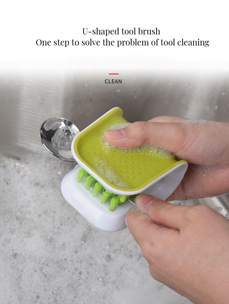 Multi-Functional PP and Nylon Scrub Kitchen Blade Cleaning Brush for Cutlery Cleaning