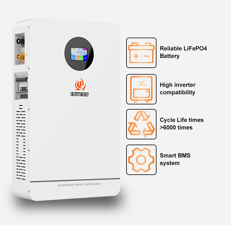 6000 Cycles 10-year Lifepo4 Battery Lithium Ion Solar Battery 5.12kwh 25.6v 200AH for Home Energy Storage Chemistry