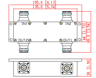 600-4200MHz 2in 2out 4.3-10 Female Hybrid Coupler