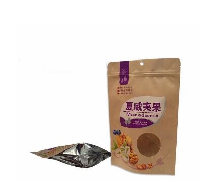 customized Printing 16oz natural kraft paper stand up pouch withwindow and zipper doypack packaging bag for kale chips