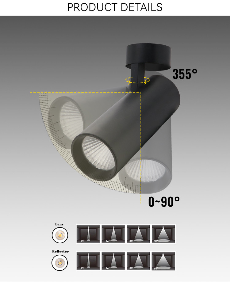 Rotatable Black Surface Mounted Downlight Adjustable Round Surface Downlight