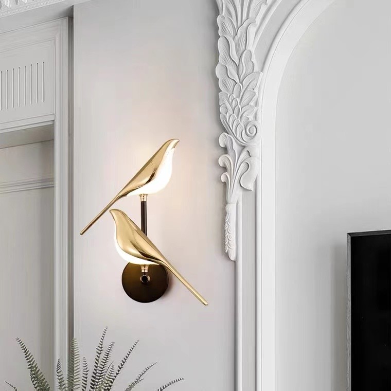 Sea Shipping Gold Round Bird Mounted LED Chandelier