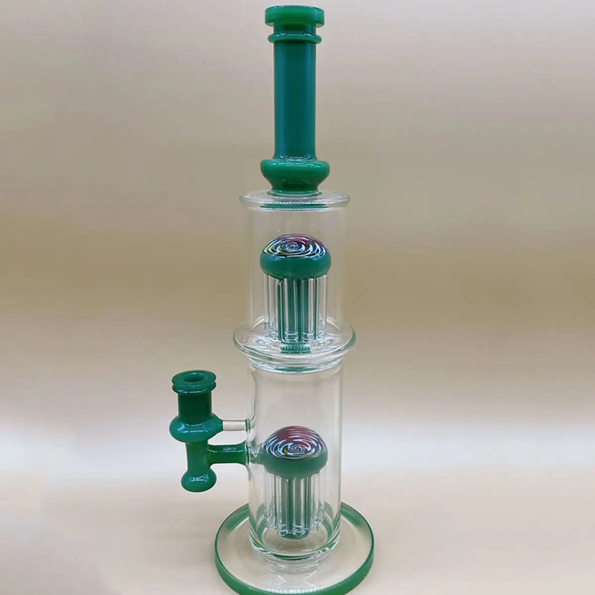 Custom 16 Inches Percolator Glass Water Bongs 8mm Thickness With Black Downst