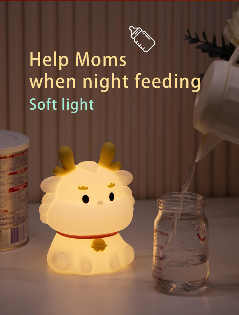 LED USB Rechargeable Dimming Dragon Touch Cartoon Cute Bedroom Decor Silicone baby loong Table Lamp Night Light