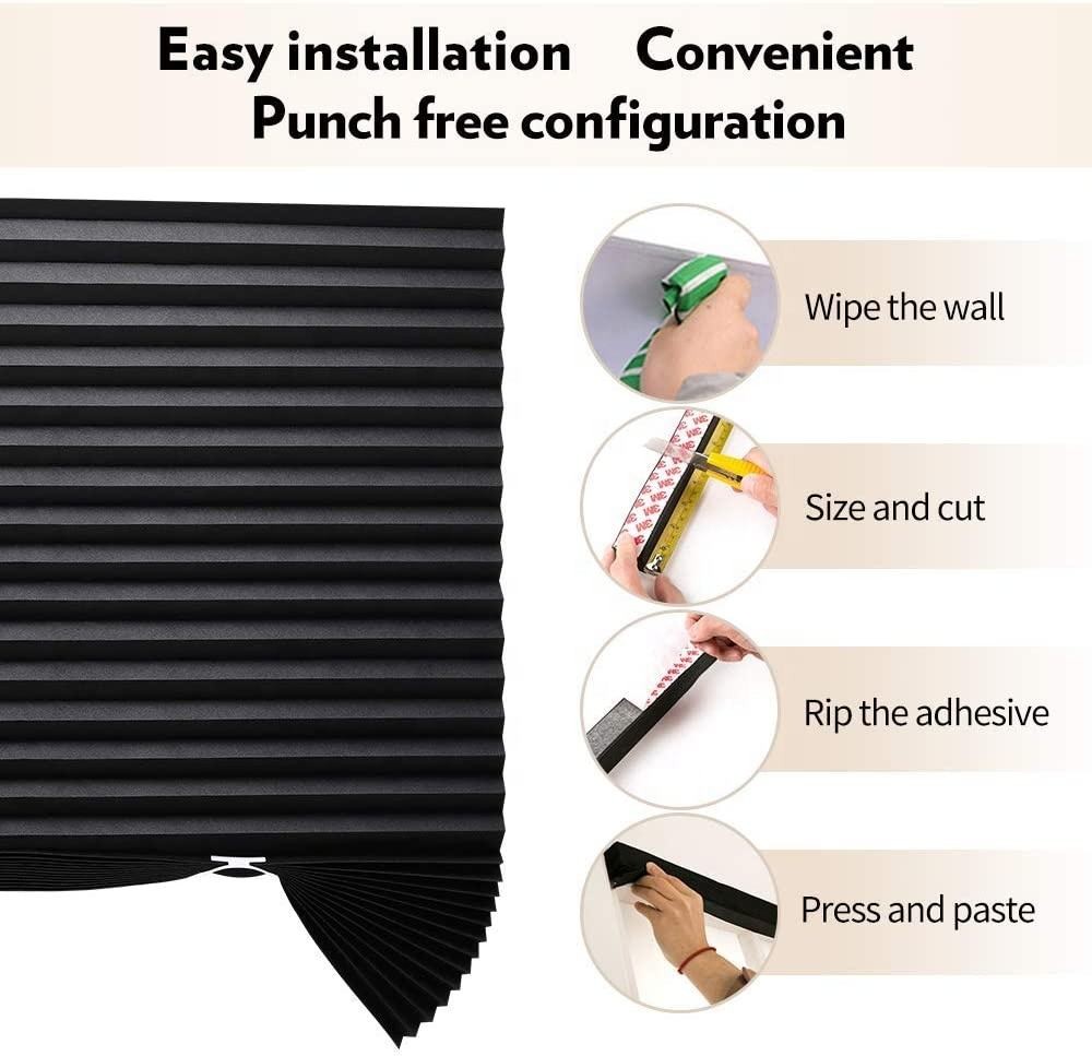 Anti Ultraviolet Portable Cordless Curtain Blinds Pleated Blackout Curtains Mini