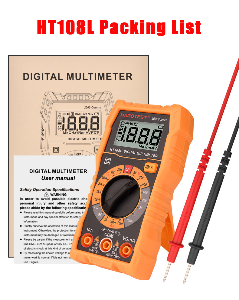 20mA 200mV Commercial Electric Digital Multimeter