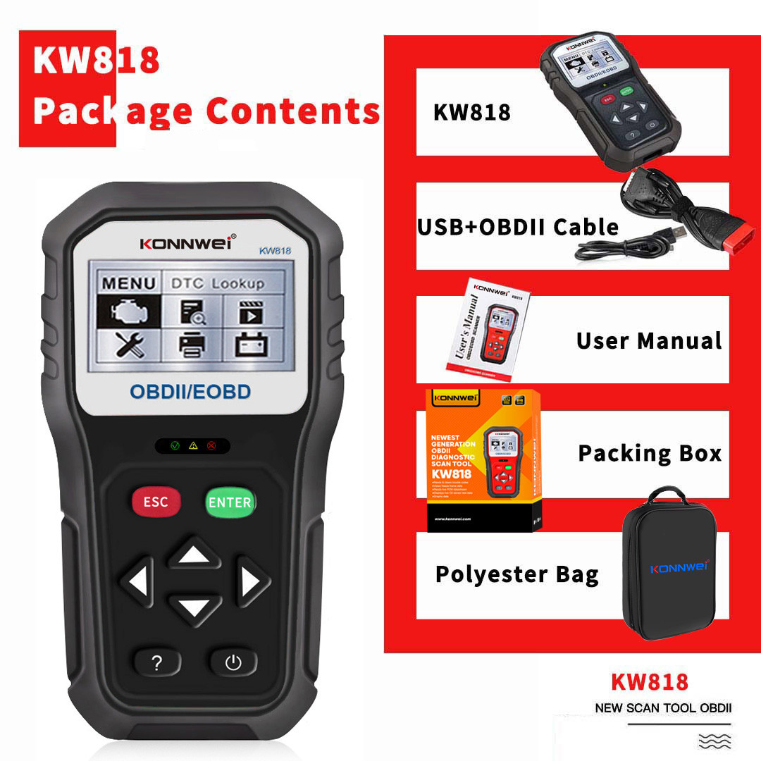Multi - Functional Konnwei Scan Tool KW818 Auto Diagnosis Machine For All Cars