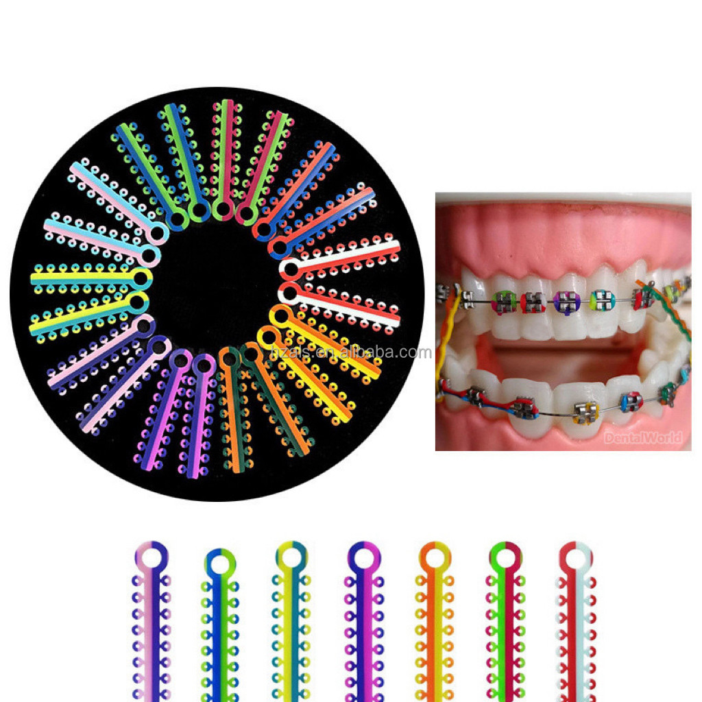 20 Sticks Ligature Ties Braces Orthodontic Elastic Rubber Bands Bicolor O Rings