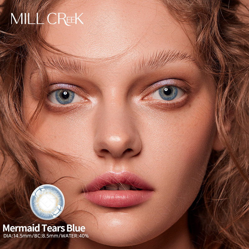 Mermaid Tears Coloured Blue Eye Contact Lenses With Power 0.08mm