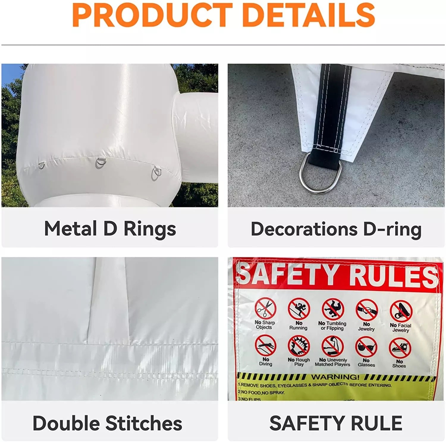 White Small 10FT Inflatable Bounce House PVC Bouncy Castle Jumper Toddler White Bounce Combo