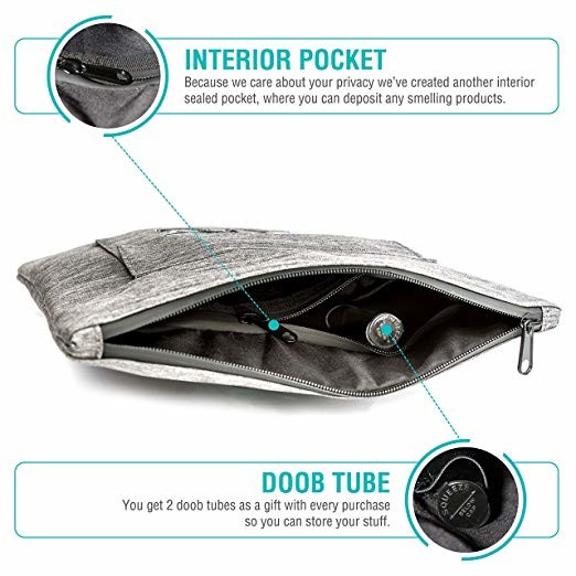Polyester Carbon Lined Bags Smell Proof Container With Two Proof Zipper Closure