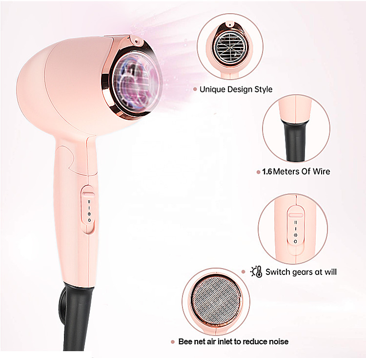 50/60Hz Hair Blow Dryer , Portable 1200W Negative Ion Hair Dryer