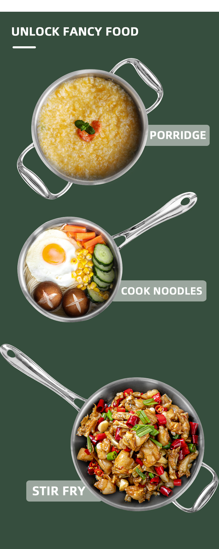 High Quality 304 Stainless Steel Ware 12pcs Cookware Set Cooking Food Pot