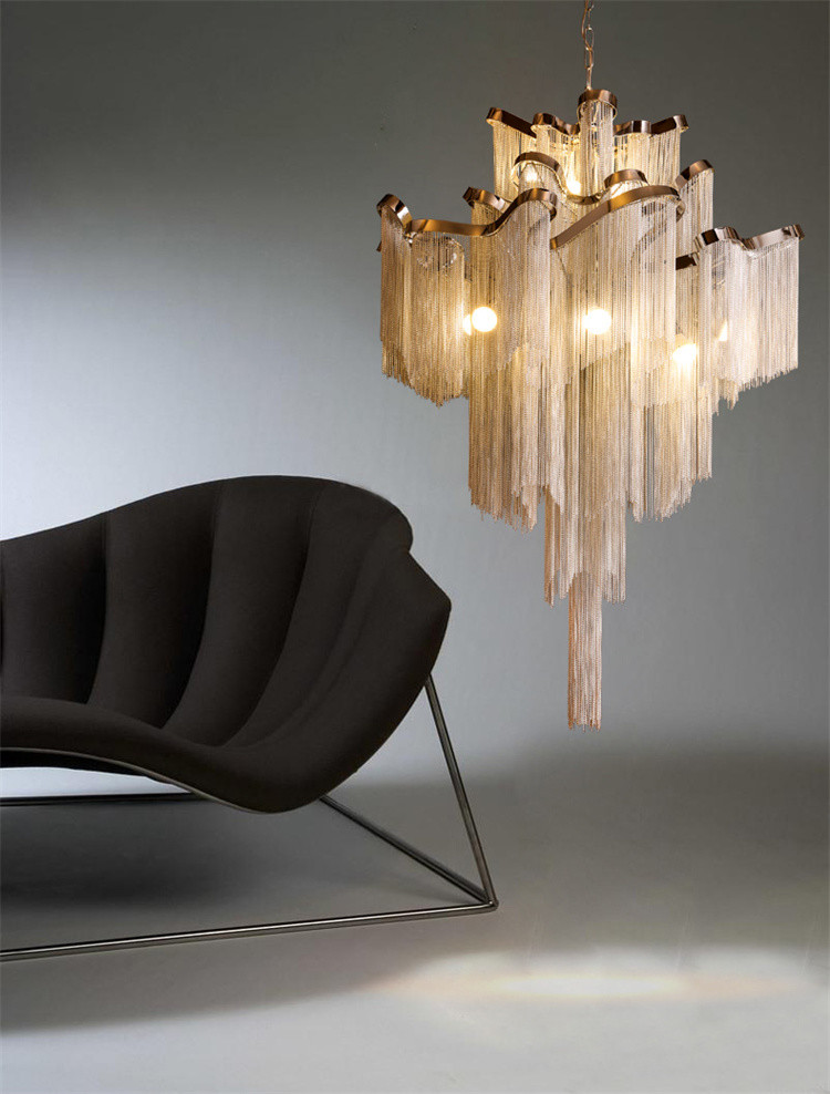Creative Luxury Aluminum Chain led Ceiling Pendant Lights Modern Chandeliers