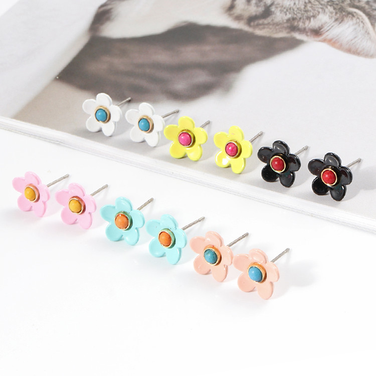 OEM ODM Flower Enamel Earrings 5g/Pair Colorful For Women