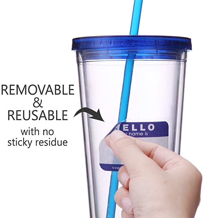 450ML Transparent Double Wall Plastic Drinking Tumblers Beverage Cup With Straw And Lid
