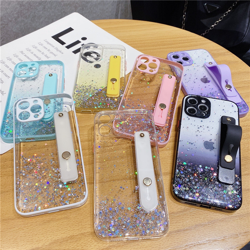 Wrist Strap Glitter Star Camera Protector Case For IPhone 12 Pro Max