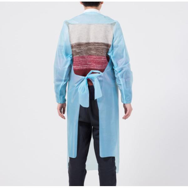 Quality CPE isolation gown disposable plastic apron with long sleeves for sale