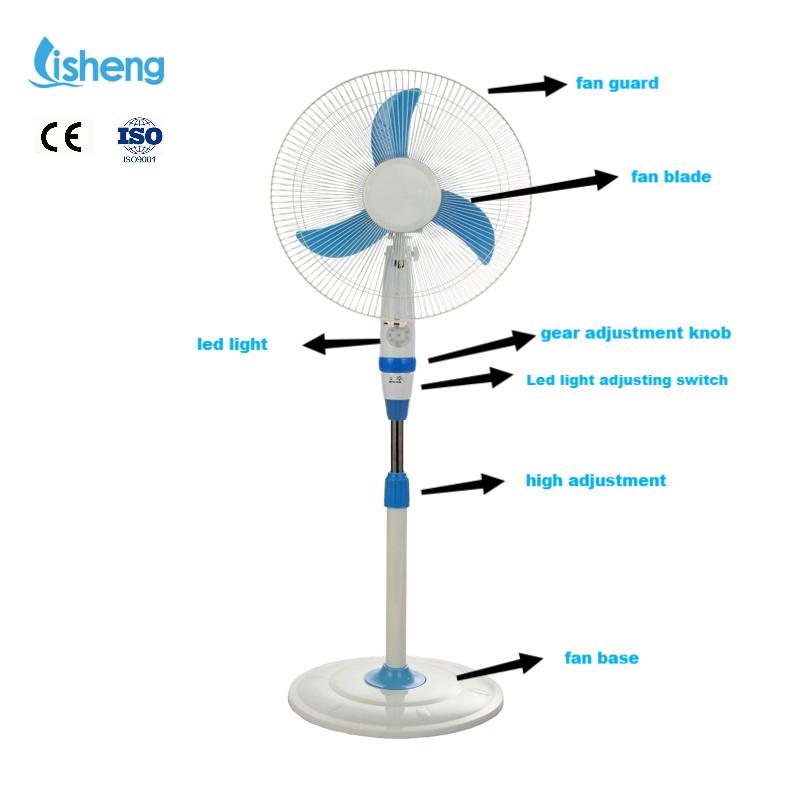 Electric Rechargeable Adjustable Floor Fan Household 16 Inch Plastic
