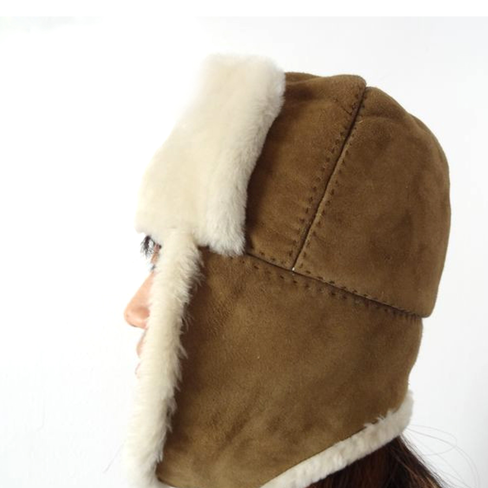 Keep Warm Australian Shearling Womens Hat Gloves Scarf Set Sheepskin Double Face