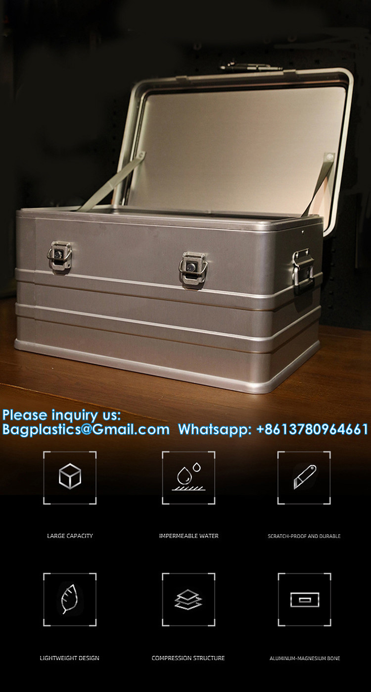 Aluminum Alloy Car Storage Box Camping Equipment Travel Vehicle Mounted Container Large Capacity Storage Box Case