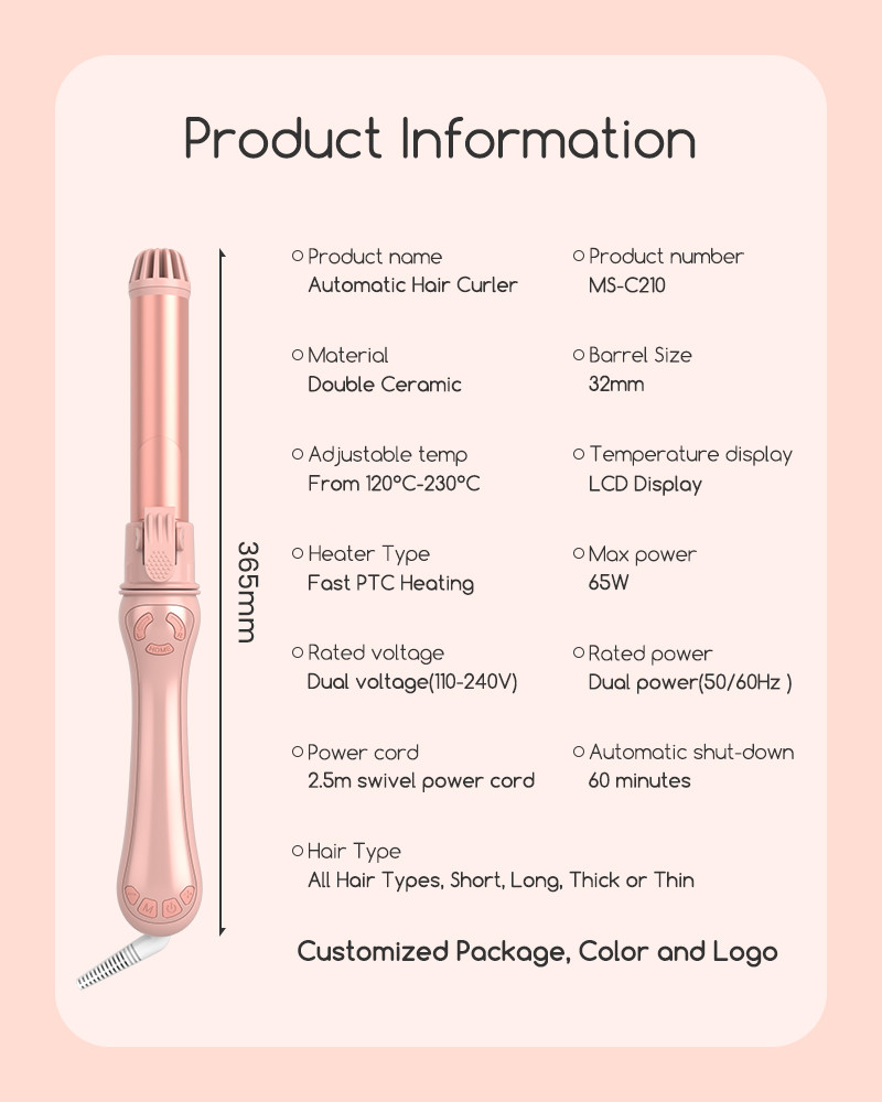 One Roller Fast Heating Curling Iron Wand , Single Tube Hair Curler Crimper
