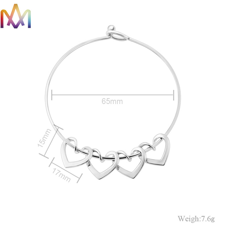65MM Womens Engraved Bracelets With Heart Pendant