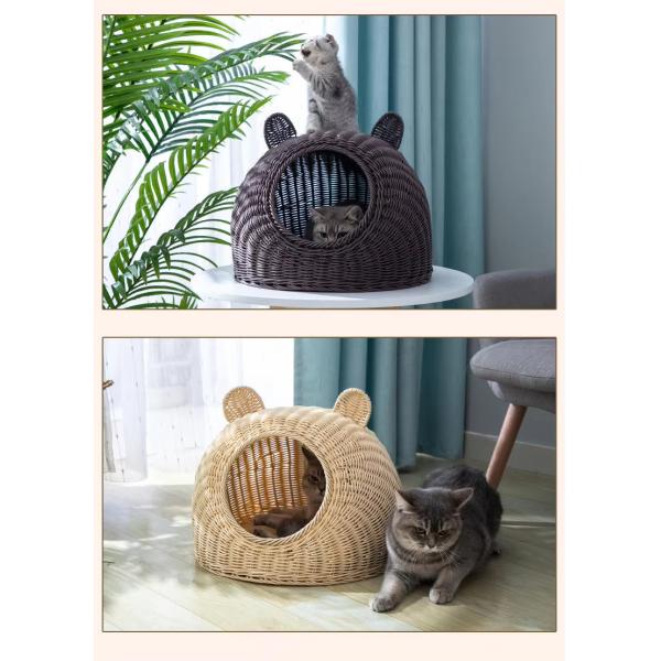 Handmade Woven Dog Cave House Cute Rattan Cat Nest Indoor