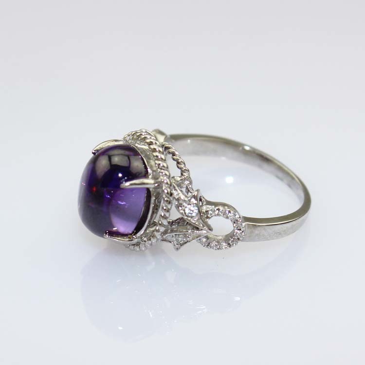 Gemstone Jewelry 8mmx10mm Ruby Cubic Zirconia 925 Silver Ring (R74)