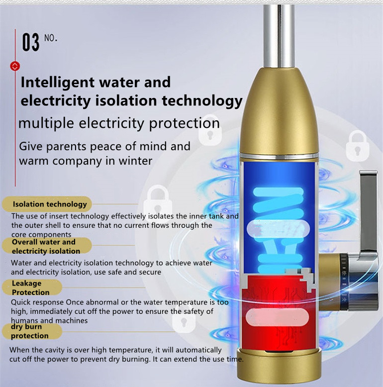 3000W 220v Digital Control Electric Faucet Fast heating With Led Dsiplay