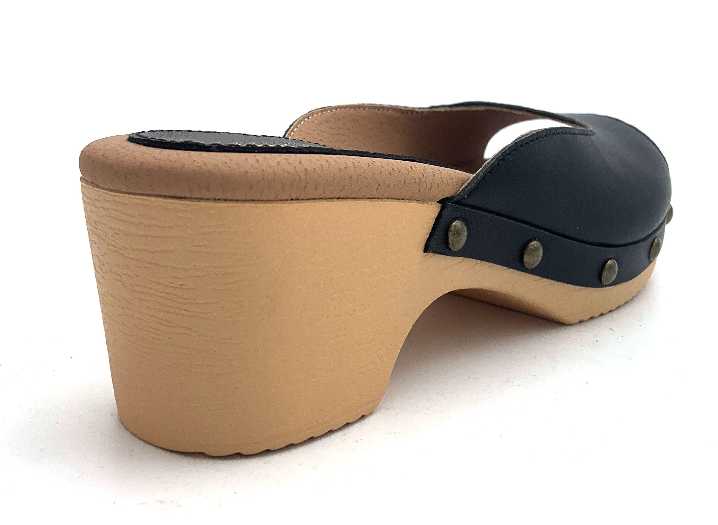 Custom Ladies Backless Heeled Mules With Rubber Sole Material