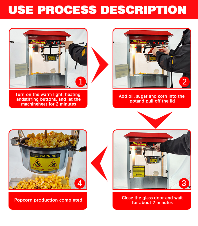 15.5KG Automatic Popcorn Machine Commercial Inner Pot Size Dia190*H60mm