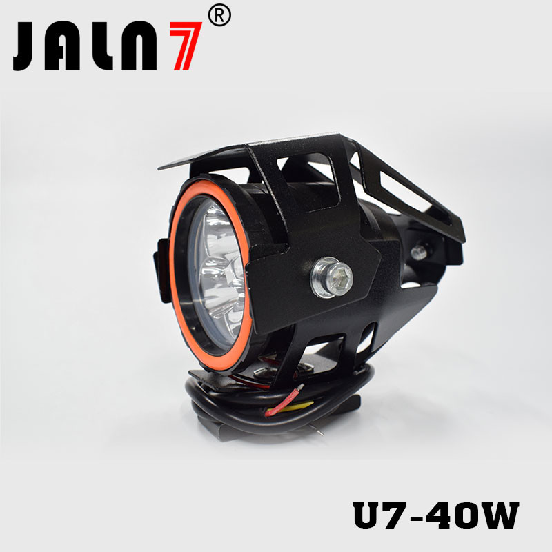 Motorcycle Headlight Led JALN7 U7 40W Fog Driving Running Light with Angel Eyes Lights Ring Front Strobe Flashing