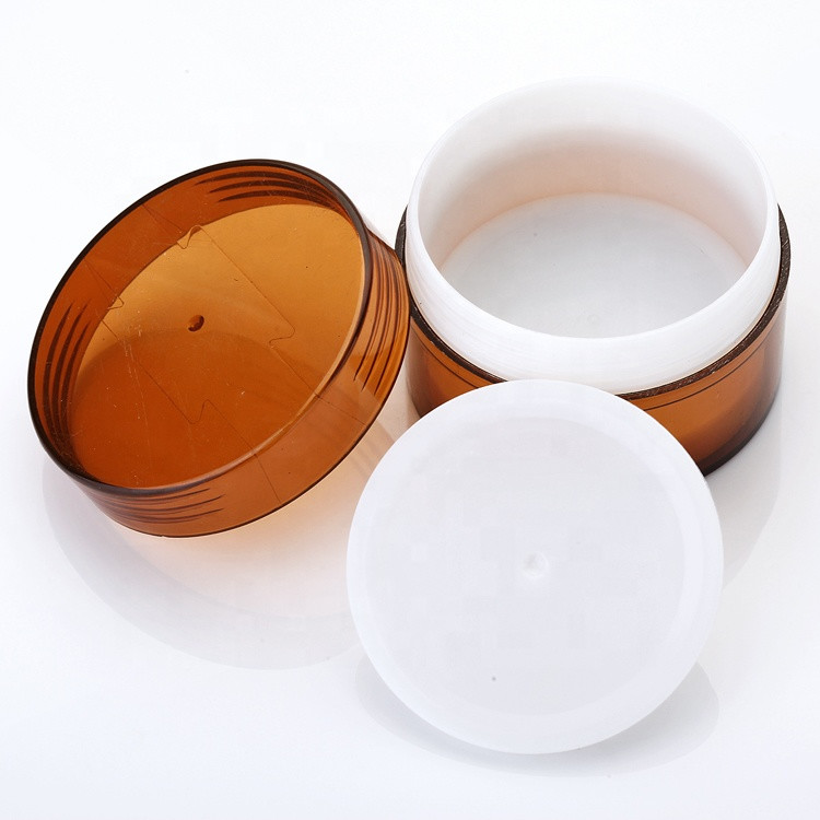Plastic Empty 4 Oz Cosmetic Jars With Lids Amber Color Wide Mouth