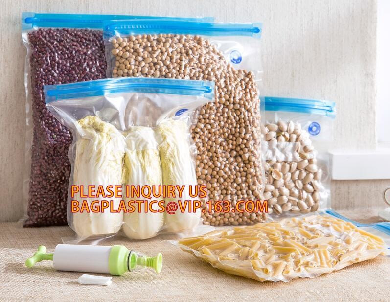vacuum sealer storage bag Heat seal laminated transparent vacuum plastic food packing bags for sausage, BAGPLASTICS. BAG